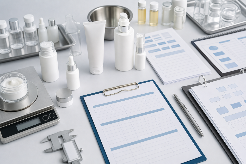 Cosmetic Production Terms International Buyers Should Know Cosmetic production terms for international B2B buyers with unbranded skincare packaging samples and quality control documents