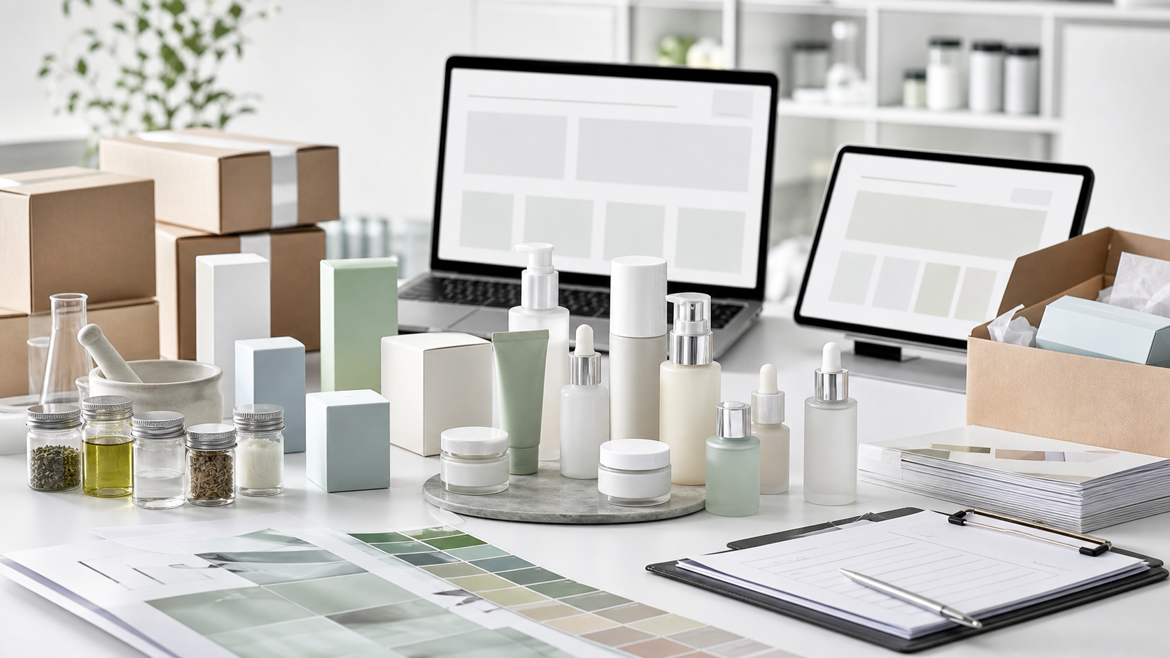 Private Label Skincare for Shopify and DTC Beauty Brands Private label skincare for Shopify and DTC beauty brands with unbranded skincare samples, packaging cartons and ecommerce planning screens