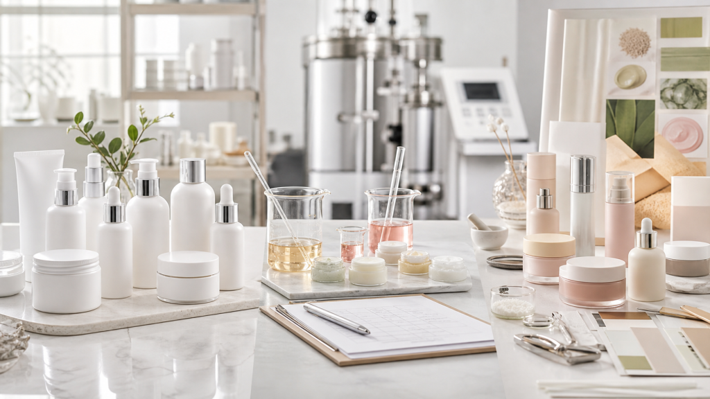 Private Label vs OEM vs ODM Cosmetics Private label cosmetics, OEM and ODM manufacturing options in a cosmetic R&D studio