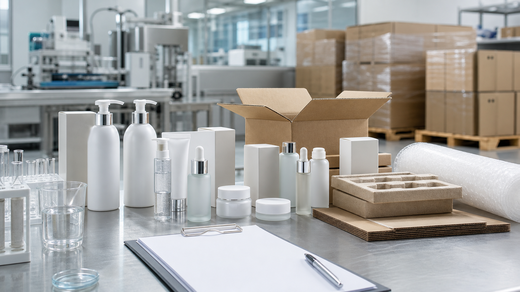 Fabricación de cosméticos para exportación para marcas internacionales Fábricación de cosméticos para exportación con muestras de productoo, envases y documentación de marca