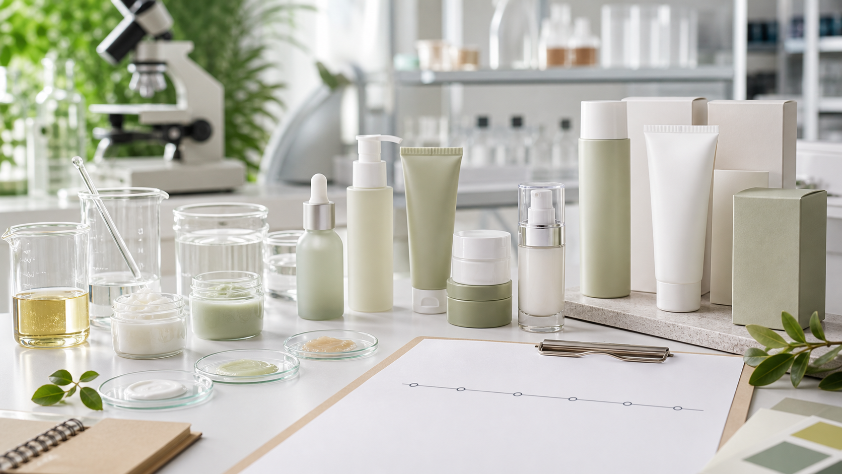 Case Study: Formula Idea to Finished Skincare Product Skincare product development case study from formula idea to finished product with unbranded samples packaging and lab tools