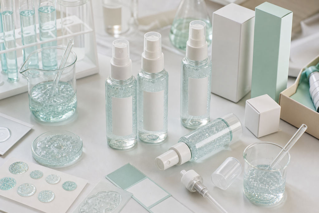 Jelly Serum Mist OEM/ODM Guide for Beauty Brands Jelly serum mist OEM ODM development with unbranded fine mist bottles, micro gel serum samples, pump components and cosmetic lab packaging