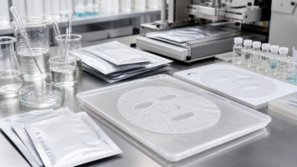Bio-Cellulose Sheet Mask OEM/ODM Guide for Brands Bio-cellulose sheet mask OEM ODM manufacturing with unbranded pouches serum beakers and pouch sealing equipment