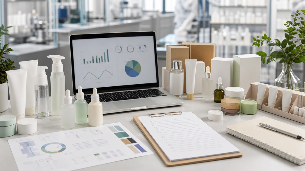 How to Compare Cosmetic Suppliers in China for B2B Brands Comparing cosmetic suppliers in China with unbranded skincare samples, packaging options, supplier charts and quality checklist