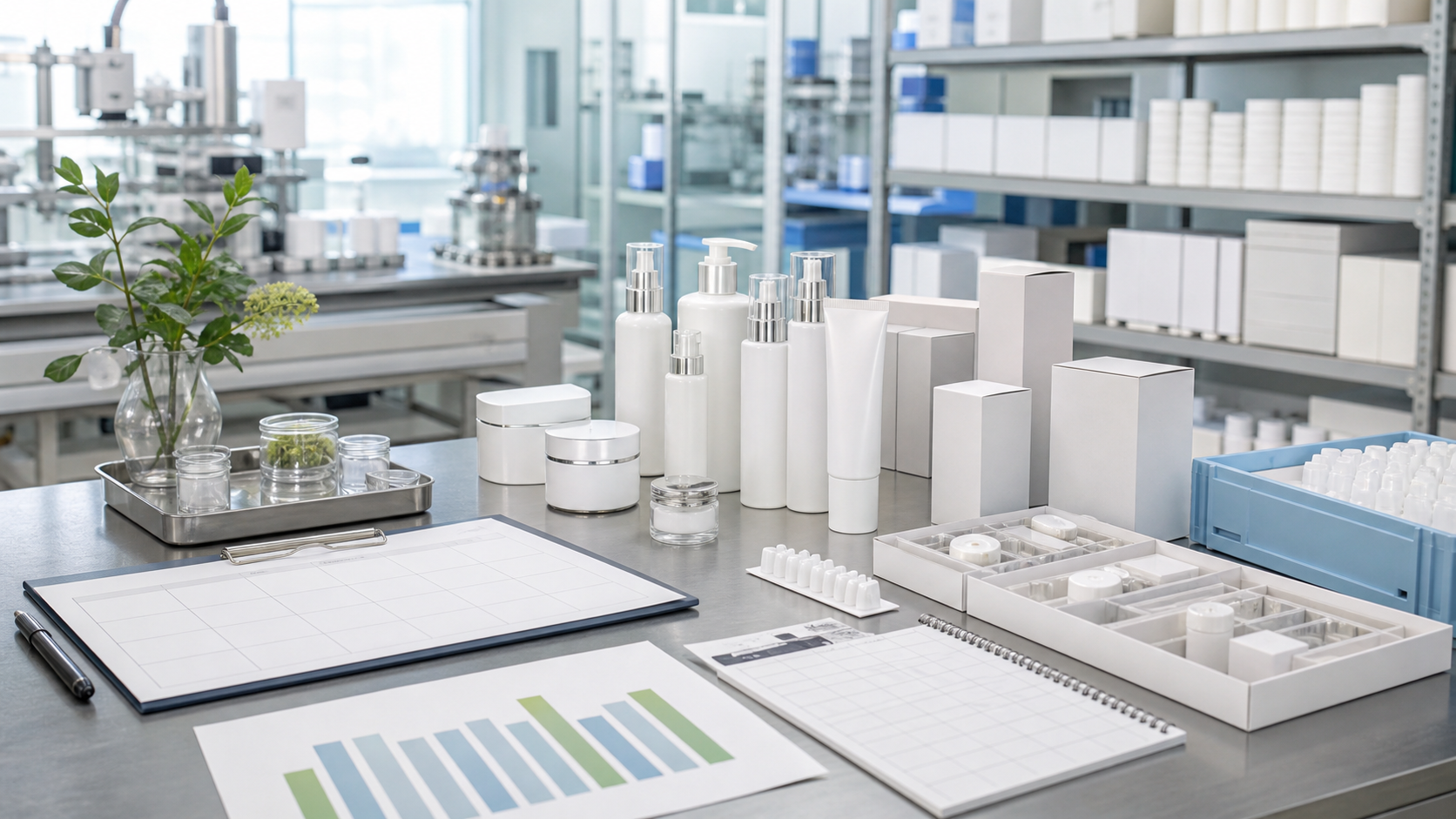 How to Plan Inventory Reorders with a Cosmetic Manufacturer Cosmetic inventory reorder planning with unbranded skincare products packaging components production calendar and QC samples