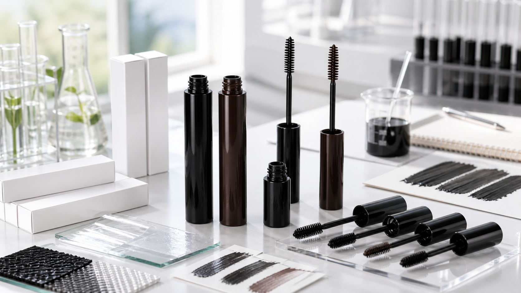 Tubing Mascara OEM/ODM Guide for Beauty Brands Tubing mascara OEM ODM development with unbranded mascara tubes brush samples polymer film tests and blank packaging mockups
